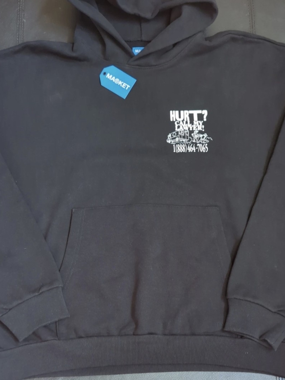 NWT Market Studios "Hurt? Call My Lawyer" Hoodie Black/White XL